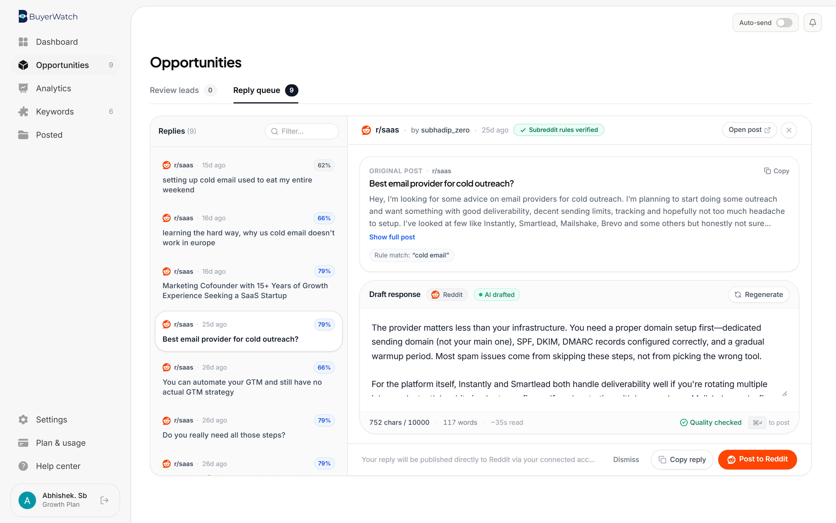 BuyerWatch AI Reply Drafter with rules verification